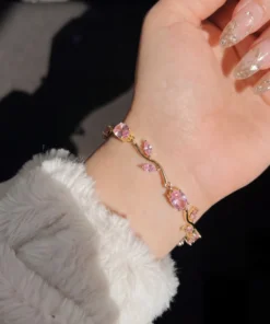 Luminous Design Gold Plated Crystal Stones Tulip Bracelet for Girls/Women